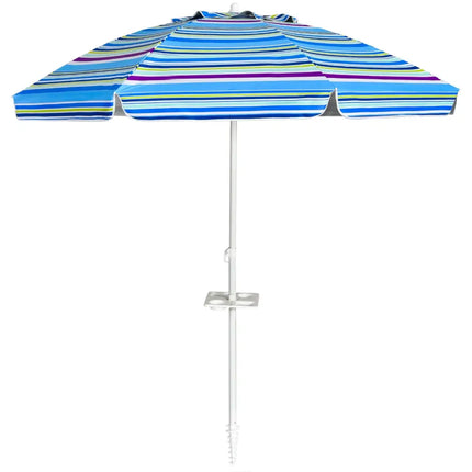 7.2 Feet Portable Outdoor Beach Umbrella with Sand Anchor and Tilt Mechanism-Blue - Blue - Outdoor Umbrellas