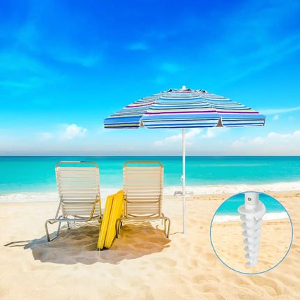7.2 Feet Portable Outdoor Beach Umbrella with Sand Anchor and Tilt Mechanism-Blue - Blue - Outdoor Umbrellas