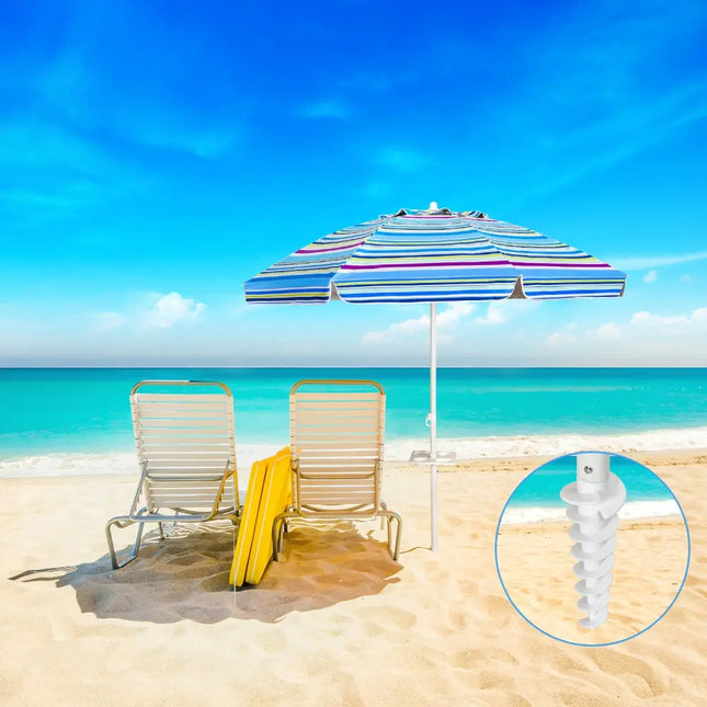7.2 Feet Portable Outdoor Beach Umbrella with Sand Anchor and Tilt Mechanism-Blue - Blue - Outdoor Umbrellas