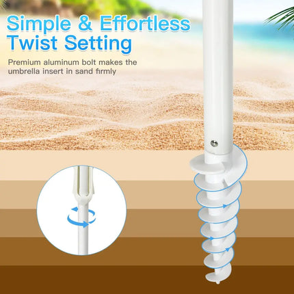 7.2 Feet Portable Outdoor Beach Umbrella with Sand Anchor and Tilt Mechanism-Blue - Blue - Outdoor Umbrellas