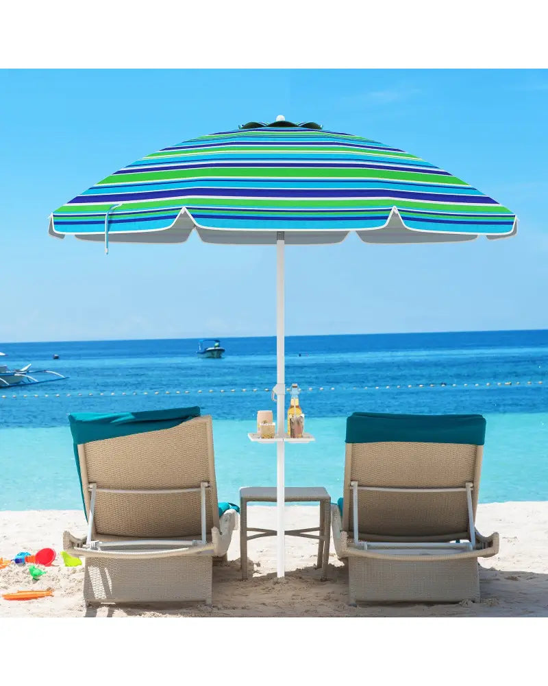 7.2 Feet Portable Outdoor Beach Umbrella with Sand Anchor and Tilt Mechanism-Green - Green - Outdoor Umbrellas