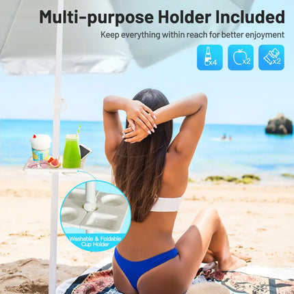 7.2 Feet Portable Outdoor Beach Umbrella with Sand Anchor and Tilt Mechanism-Blue - Blue - Outdoor Umbrellas