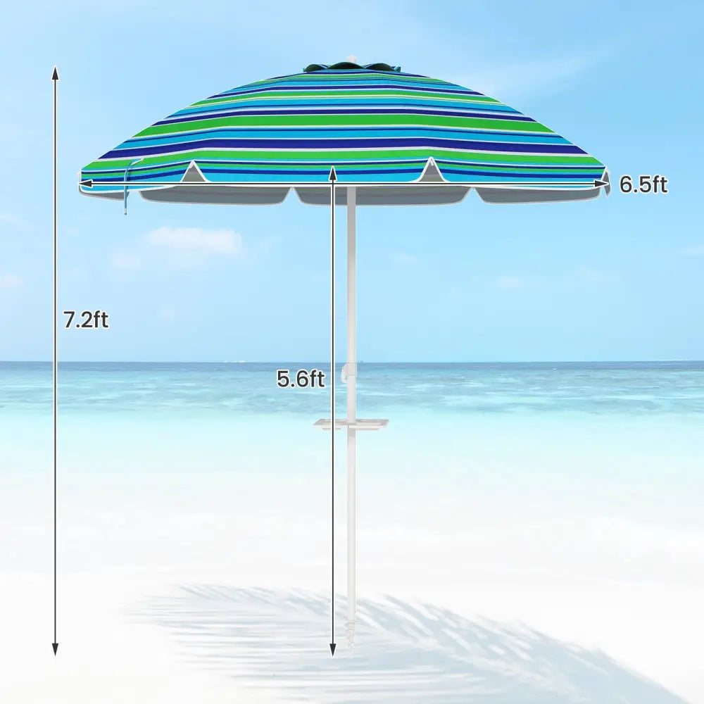 7.2 Feet Portable Outdoor Beach Umbrella with Sand Anchor and Tilt Mechanism-Green - Green - Outdoor Umbrellas
