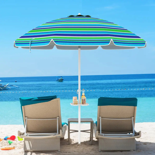 7.2 Feet Portable Outdoor Beach Umbrella with Sand Anchor and Tilt Mechanism-Green - Green - Outdoor Umbrellas