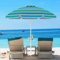 7.2 Feet Portable Outdoor Beach Umbrella with Sand Anchor and Tilt Mechanism-Green - Green - Outdoor Umbrellas