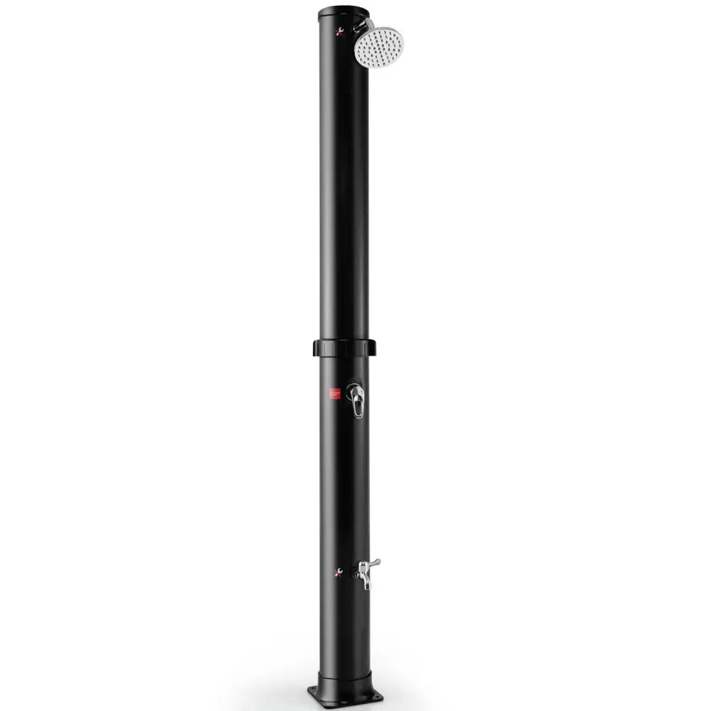 7.2 Feet Solar-Heated Outdoor Shower with Free-Rotating Shower Head-Black - Black - Portable Toilets & Showers