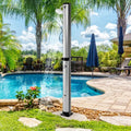 7.2 Feet Solar-Heated Outdoor Shower with Free-Rotating Shower Head-Silver - Silver - Portable Toilets & Showers