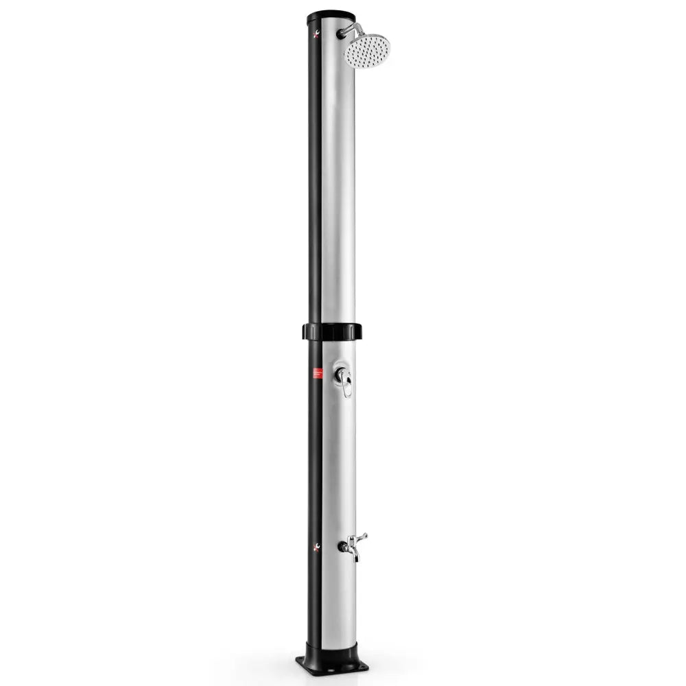 7.2 Feet Solar-Heated Outdoor Shower with Free-Rotating Shower Head-Silver - Silver - Portable Toilets & Showers