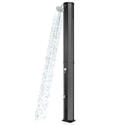 7.5 Feet 15.9 Gallon Solar Heated Outdoor Shower with Shower Head-Black - Black - Portable Toilets & Showers