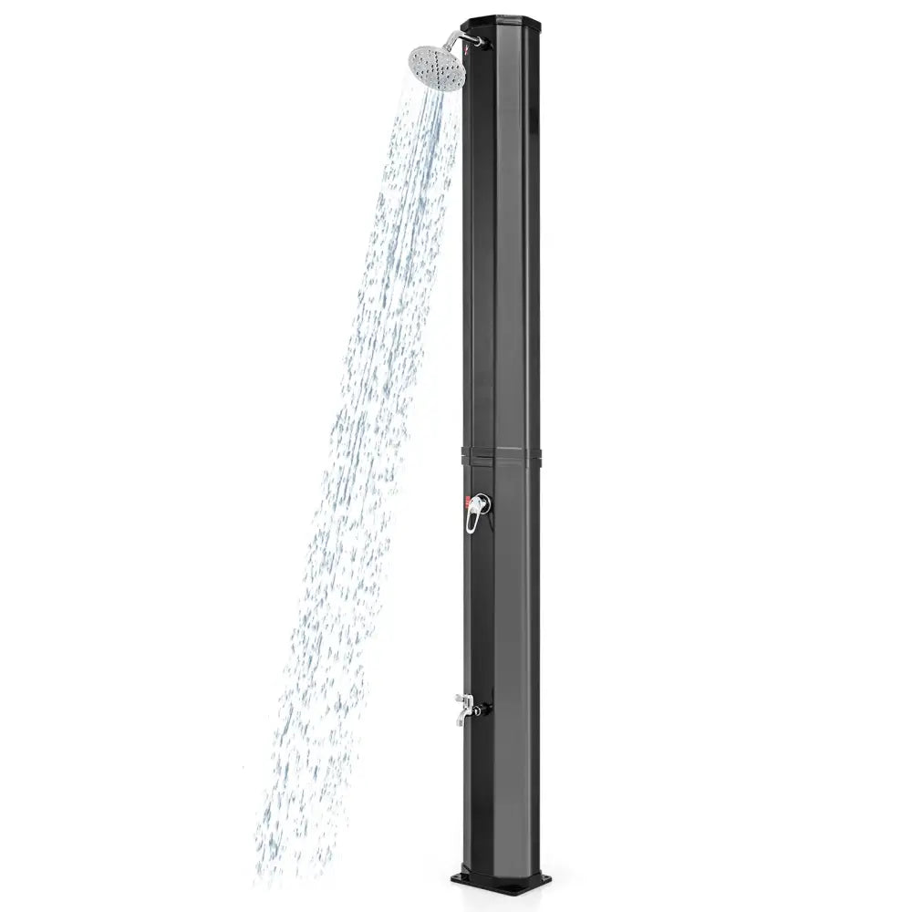 7.5 Feet 15.9 Gallon Solar Heated Outdoor Shower with Shower Head-Black - Black - Portable Toilets & Showers