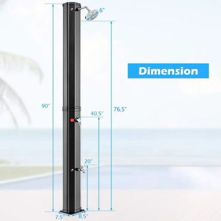 7.5 Feet 15.9 Gallon Solar Heated Outdoor Shower with Shower Head-Black - Black - Portable Toilets & Showers