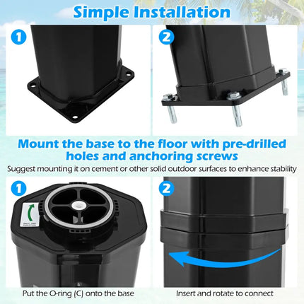 7.5 Feet 15.9 Gallon Solar Heated Outdoor Shower with Shower Head-Black - Black - Portable Toilets & Showers