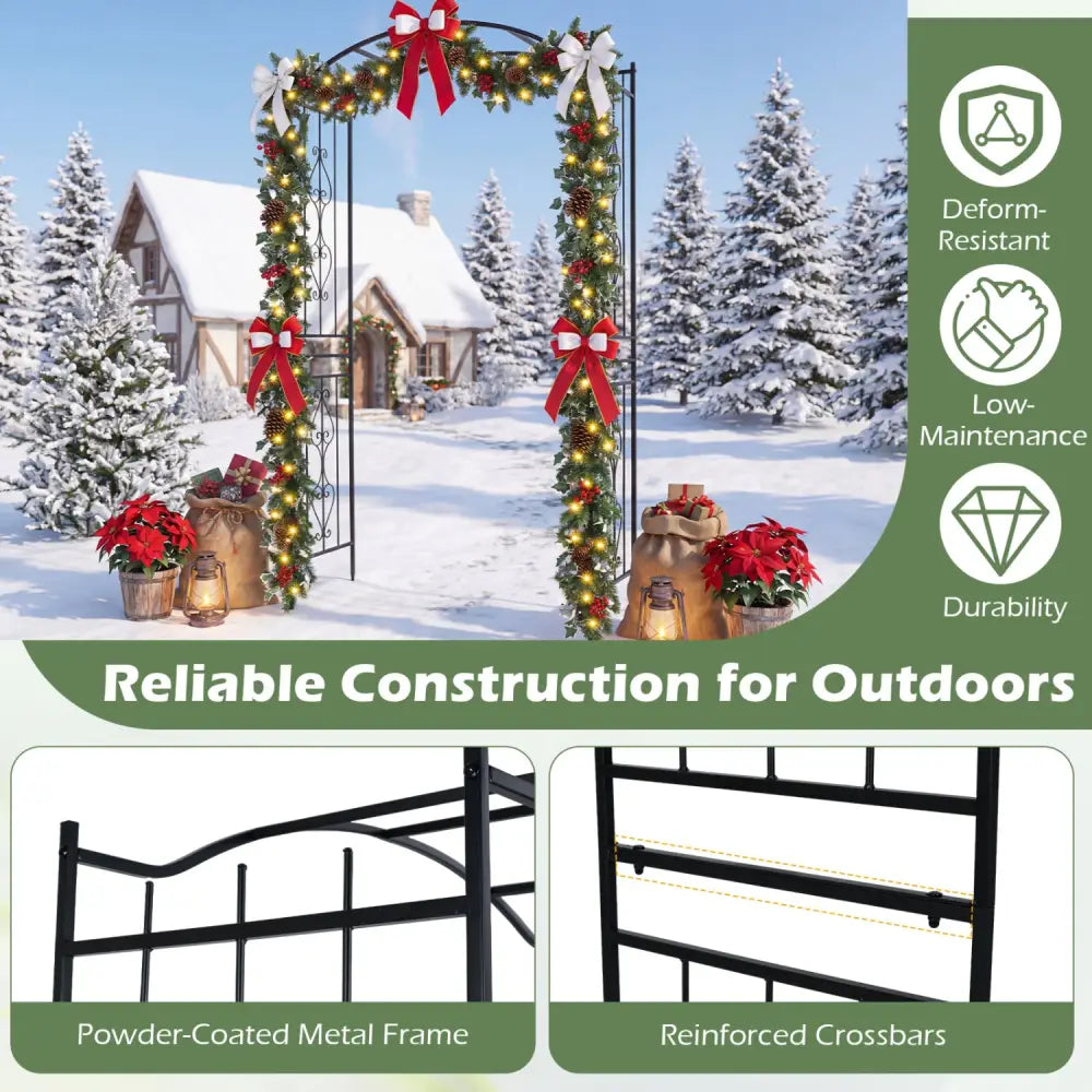 7.5 Feet Garden Arbor Heavy-Duty Metal Arch Trellis with Curved Roof - Garden Arbors