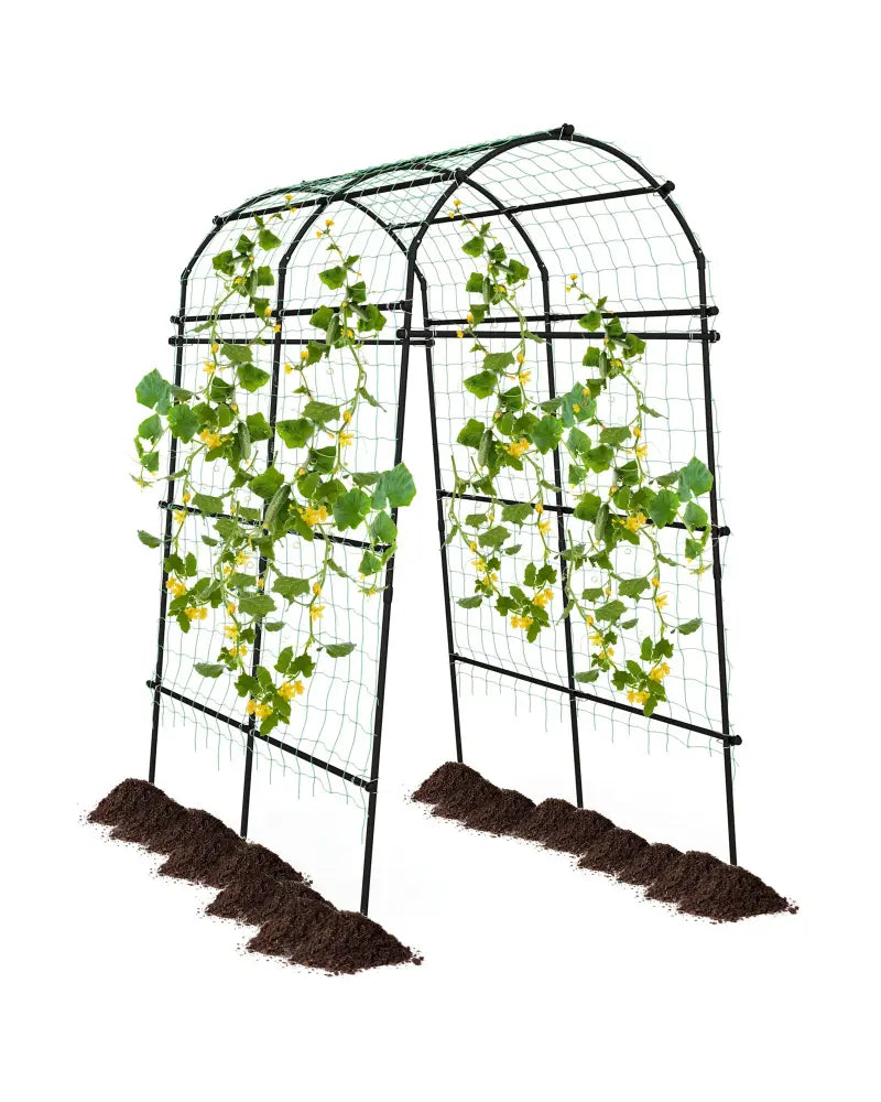 7.5 Feet Garden Arch Trellis with PE Coated Metal Structure - Black - Plant Supports