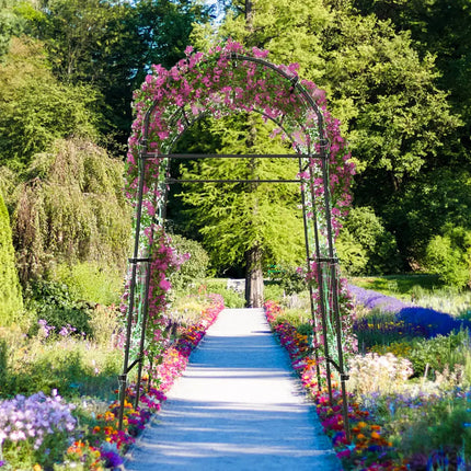 7.5 Feet Garden Arch Trellis with PE Coated Metal Structure - Black - Plant Supports