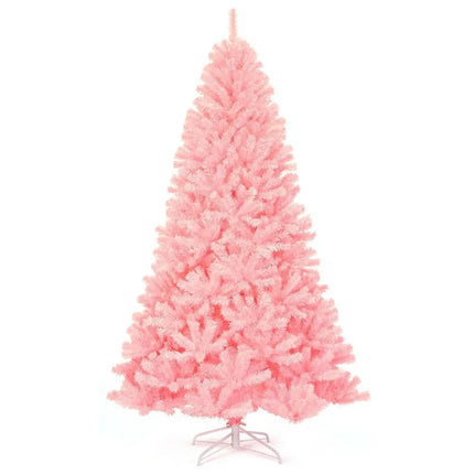 7.5 Feet Hinged Artificial Christmas Tree Full Fir Tree - Pink - Christmas Tree