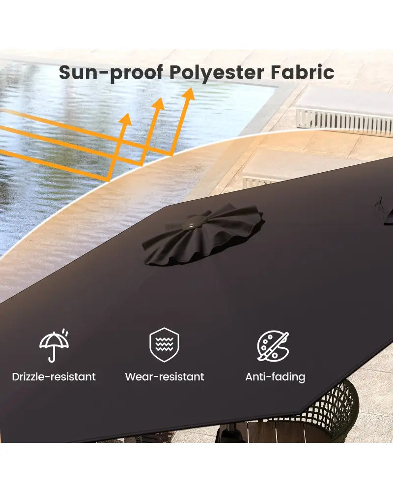 7.5 feet Outdoor Patio Heavy Duty Market Umbrella with Push Button Tilt-Black - Black - Outdoor Umbrellas