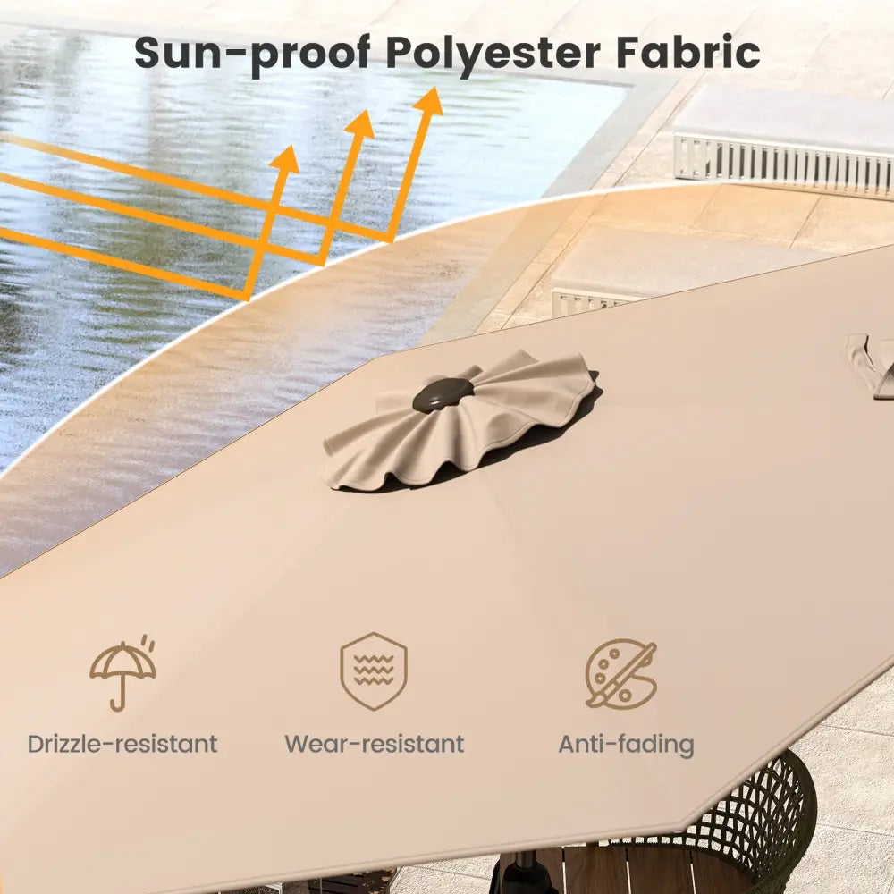 7.5 feet Outdoor Patio Heavy Duty Market Umbrella with Push Button Tilt-Tan - Tan - Outdoor Umbrellas