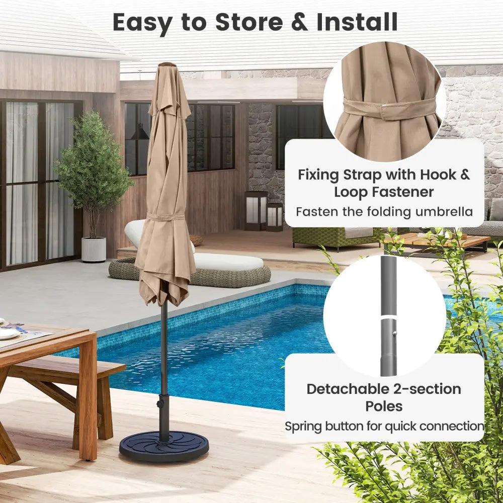7.5 feet Outdoor Patio Heavy Duty Market Umbrella with Push Button Tilt-Tan - Tan - Outdoor Umbrellas