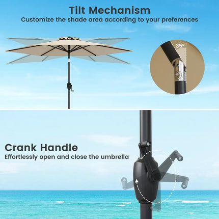 7.5 feet Outdoor Patio Heavy Duty Market Umbrella with Push Button Tilt-Beige - Beige - Outdoor Umbrellas