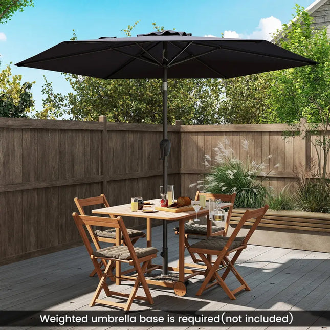 7.5 feet Outdoor Patio Heavy Duty Market Umbrella with Push Button Tilt-Black - Black - Outdoor Umbrellas