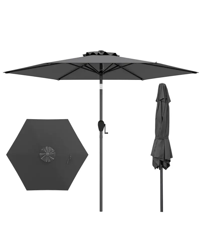 7.5 feet Outdoor Patio Heavy Duty Market Umbrella with Push Button Tilt-Gray - Gray - Outdoor Umbrellas
