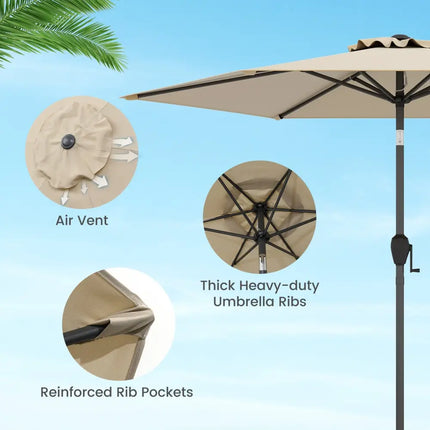 7.5 feet Outdoor Patio Heavy Duty Market Umbrella with Push Button Tilt-Beige - Beige - Outdoor Umbrellas