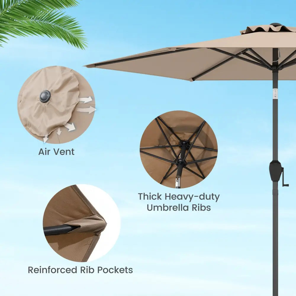 7.5 feet Outdoor Patio Heavy Duty Market Umbrella with Push Button Tilt-Tan - Tan - Outdoor Umbrellas