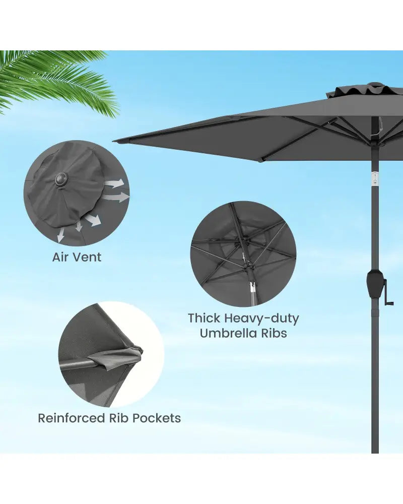 7.5 feet Outdoor Patio Heavy Duty Market Umbrella with Push Button Tilt-Gray - Gray - Outdoor Umbrellas