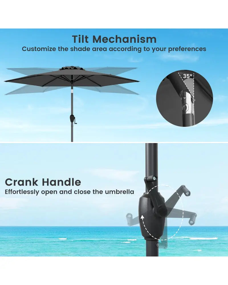 7.5 feet Outdoor Patio Heavy Duty Market Umbrella with Push Button Tilt-Gray - Gray - Outdoor Umbrellas