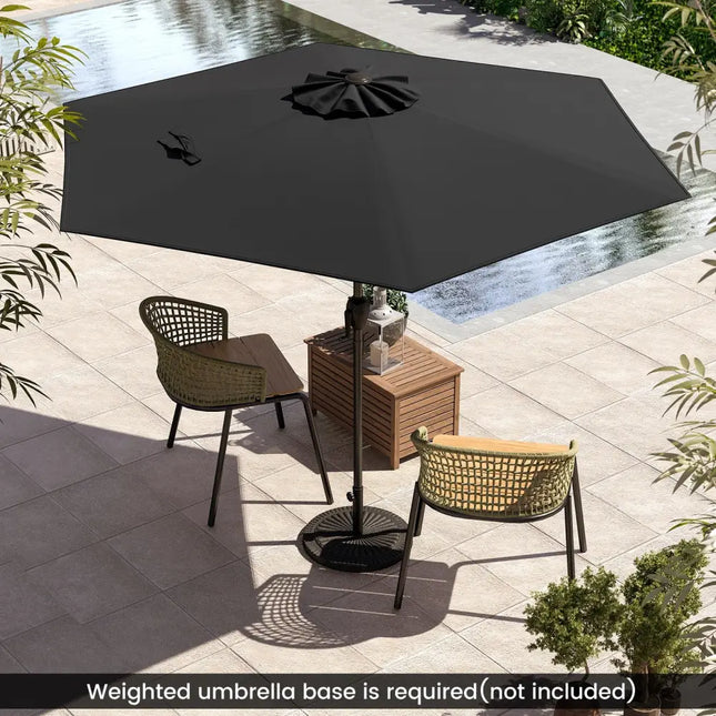 7.5 feet Outdoor Patio Heavy Duty Market Umbrella with Push Button Tilt-Black - Black - Outdoor Umbrellas