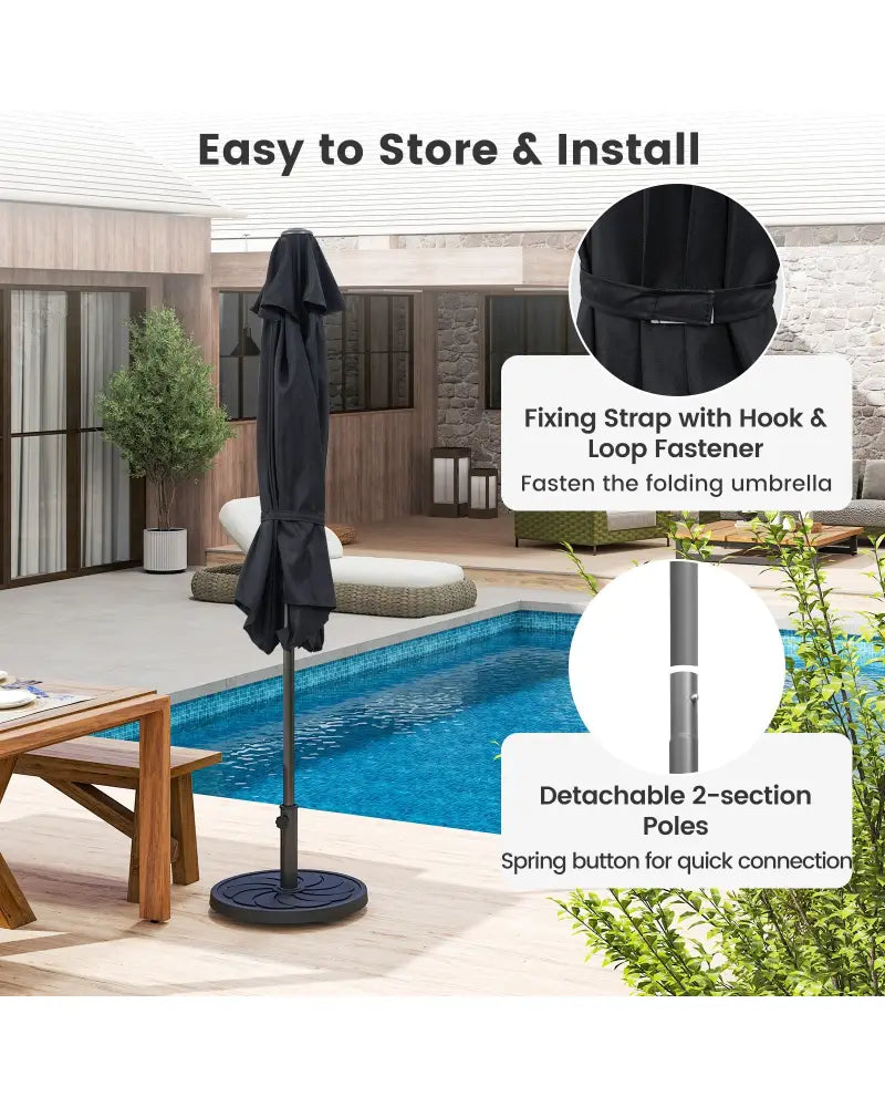7.5 feet Outdoor Patio Heavy Duty Market Umbrella with Push Button Tilt-Black - Black - Outdoor Umbrellas