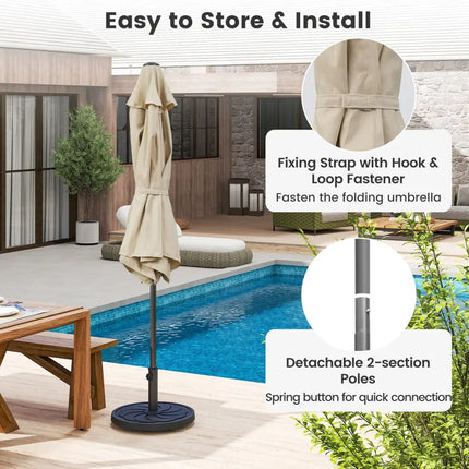 7.5 feet Outdoor Patio Heavy Duty Market Umbrella with Push Button Tilt-Beige - Beige - Outdoor Umbrellas