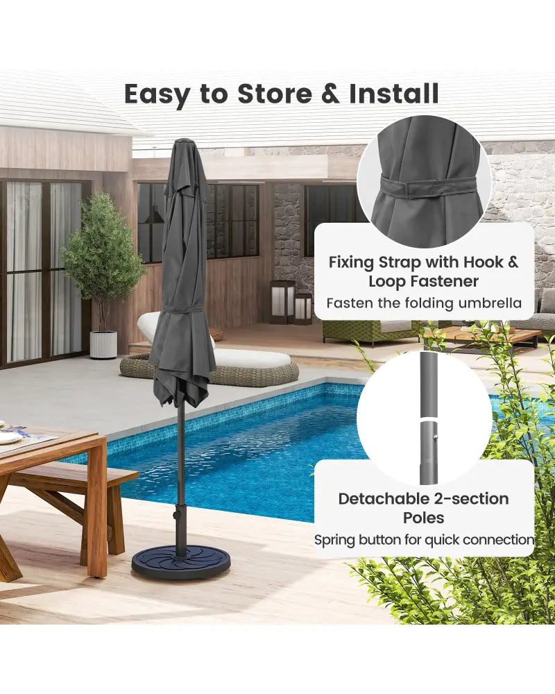 7.5 feet Outdoor Patio Heavy Duty Market Umbrella with Push Button Tilt-Gray - Gray - Outdoor Umbrellas