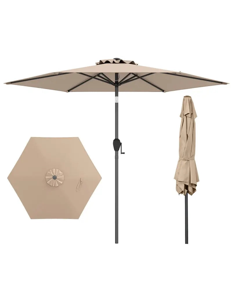 7.5 feet Outdoor Patio Heavy Duty Market Umbrella with Push Button Tilt-Tan - Tan - Outdoor Umbrellas