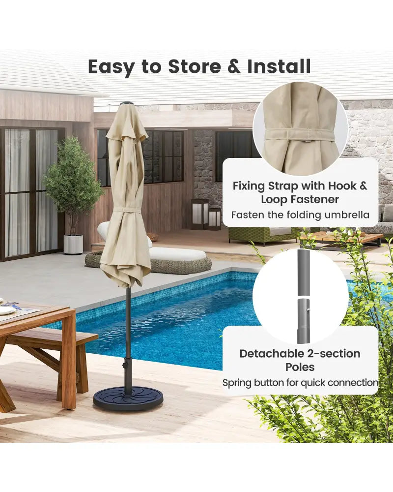 7.5 feet Outdoor Patio Heavy Duty Market Umbrella with Push Button Tilt-Beige - Beige - Outdoor Umbrellas
