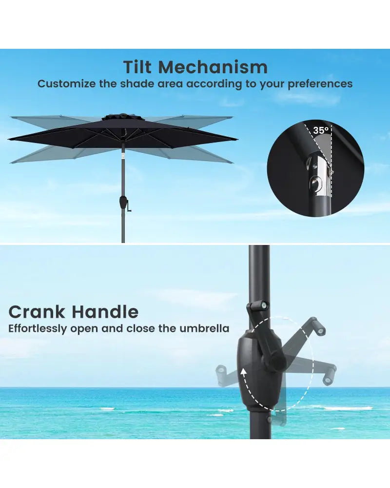 7.5 feet Outdoor Patio Heavy Duty Market Umbrella with Push Button Tilt-Black - Black - Outdoor Umbrellas