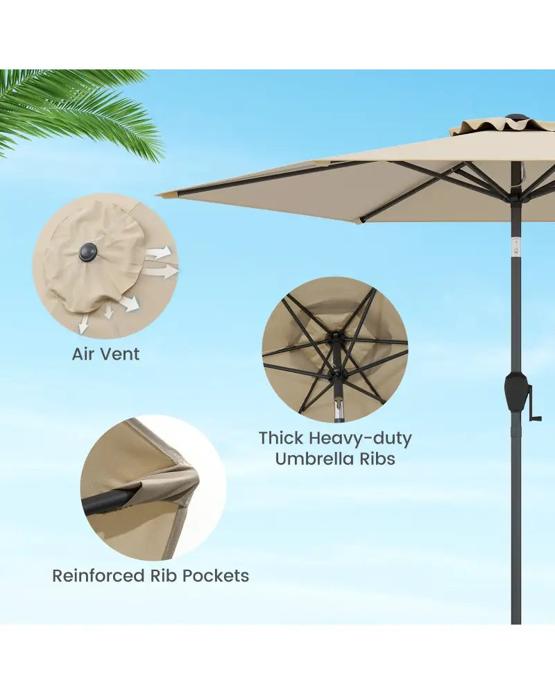 7.5 feet Outdoor Patio Heavy Duty Market Umbrella with Push Button Tilt-Beige - Beige - Outdoor Umbrellas
