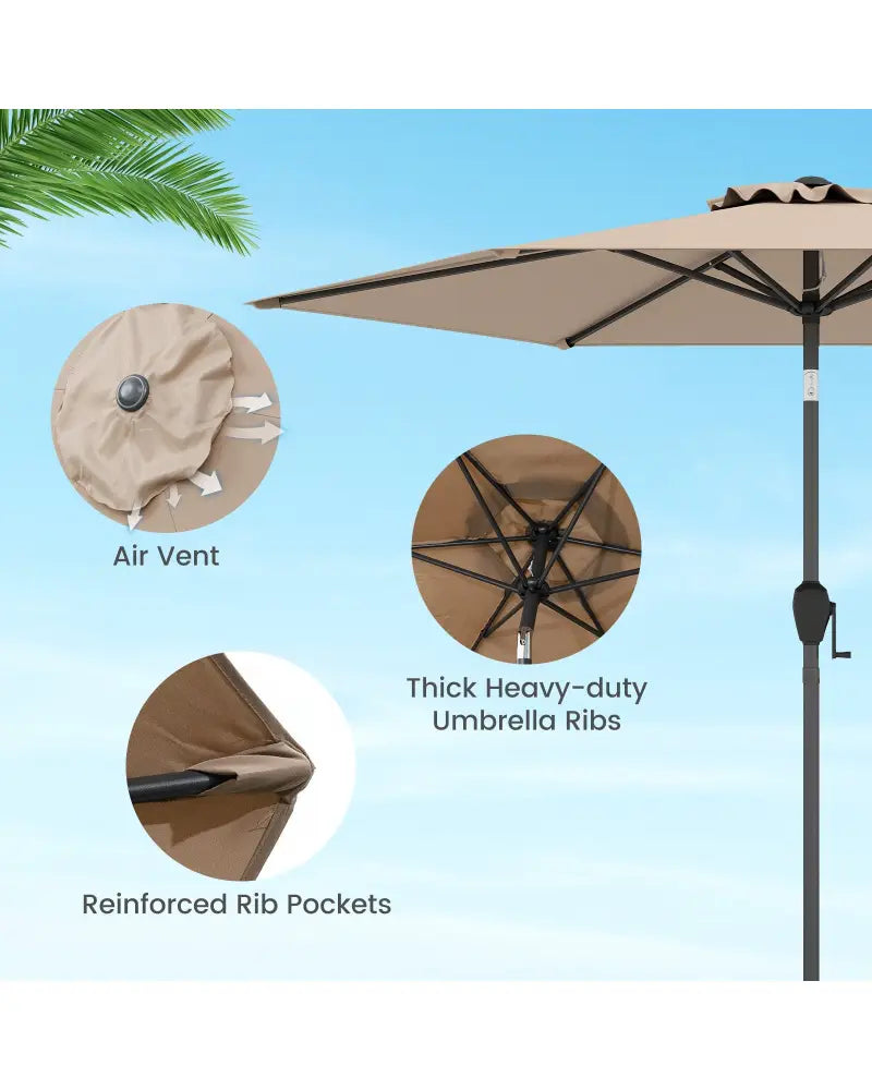 7.5 feet Outdoor Patio Heavy Duty Market Umbrella with Push Button Tilt-Tan - Tan - Outdoor Umbrellas