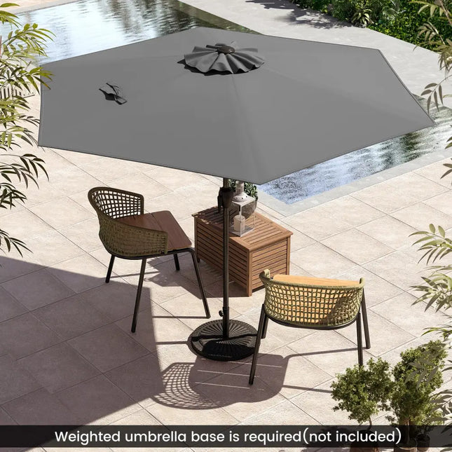 7.5 feet Outdoor Patio Heavy Duty Market Umbrella with Push Button Tilt-Gray - Gray - Outdoor Umbrellas