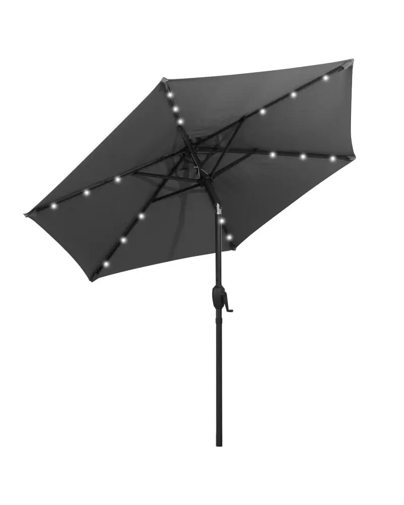 7.5 Feet Solar Powered Patio Umbrella with LED Lights and Crank Handle-Gray - Gray - Outdoor Umbrellas