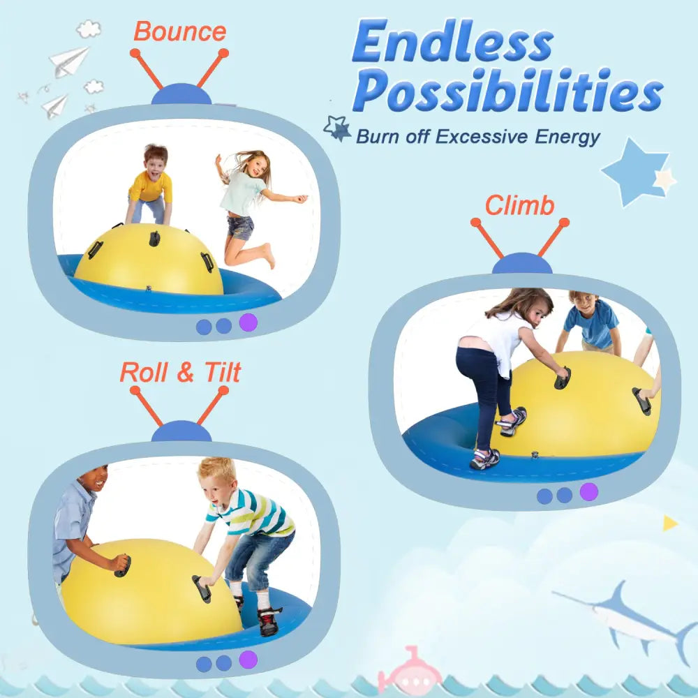 7.5 Foot Giant Inflatable Dome Rocker Bouncer with 6 Built-in Handles for Kids-Blue - Blue - Toy Sports