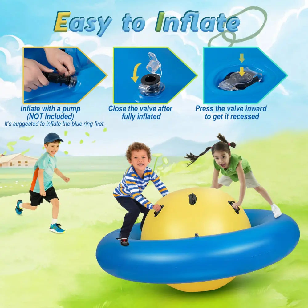 7.5 Foot Giant Inflatable Dome Rocker Bouncer with 6 Built-in Handles for Kids-Blue - Blue - Toy Sports