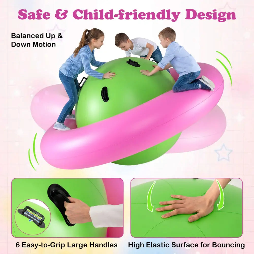 7.5 Foot Giant Inflatable Dome Rocker Bouncer with 6 Built-in Handles for Kids-Pink - Pink - Toy Sports