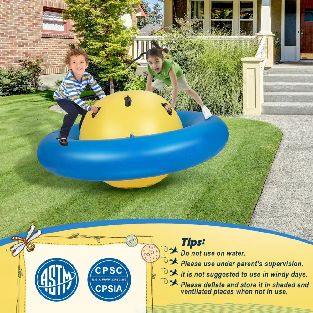 7.5 Foot Giant Inflatable Dome Rocker Bouncer with 6 Built-in Handles for Kids-Blue - Blue - Toy Sports