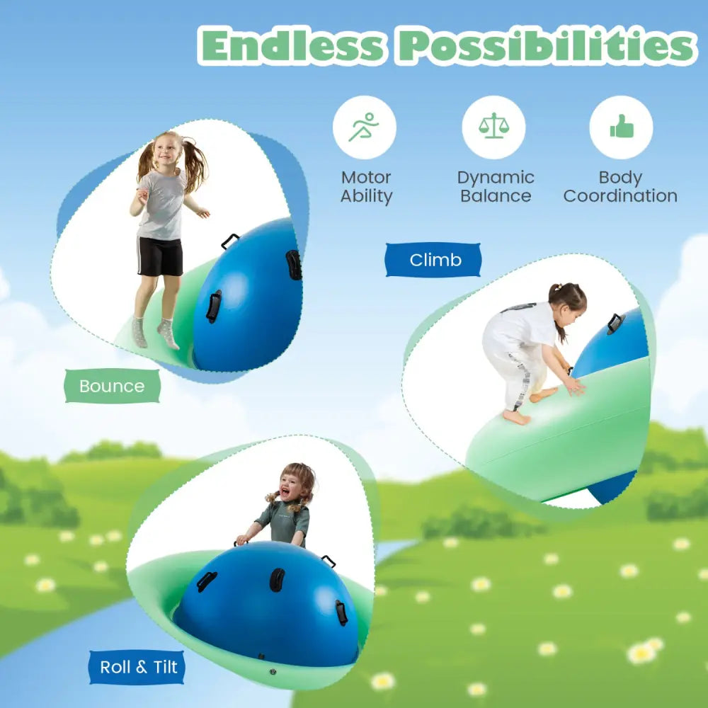 7.5 Foot Giant Inflatable Dome Rocker Bouncer with 6 Built-in Handles for Kids-Green - Green - Toy Sports
