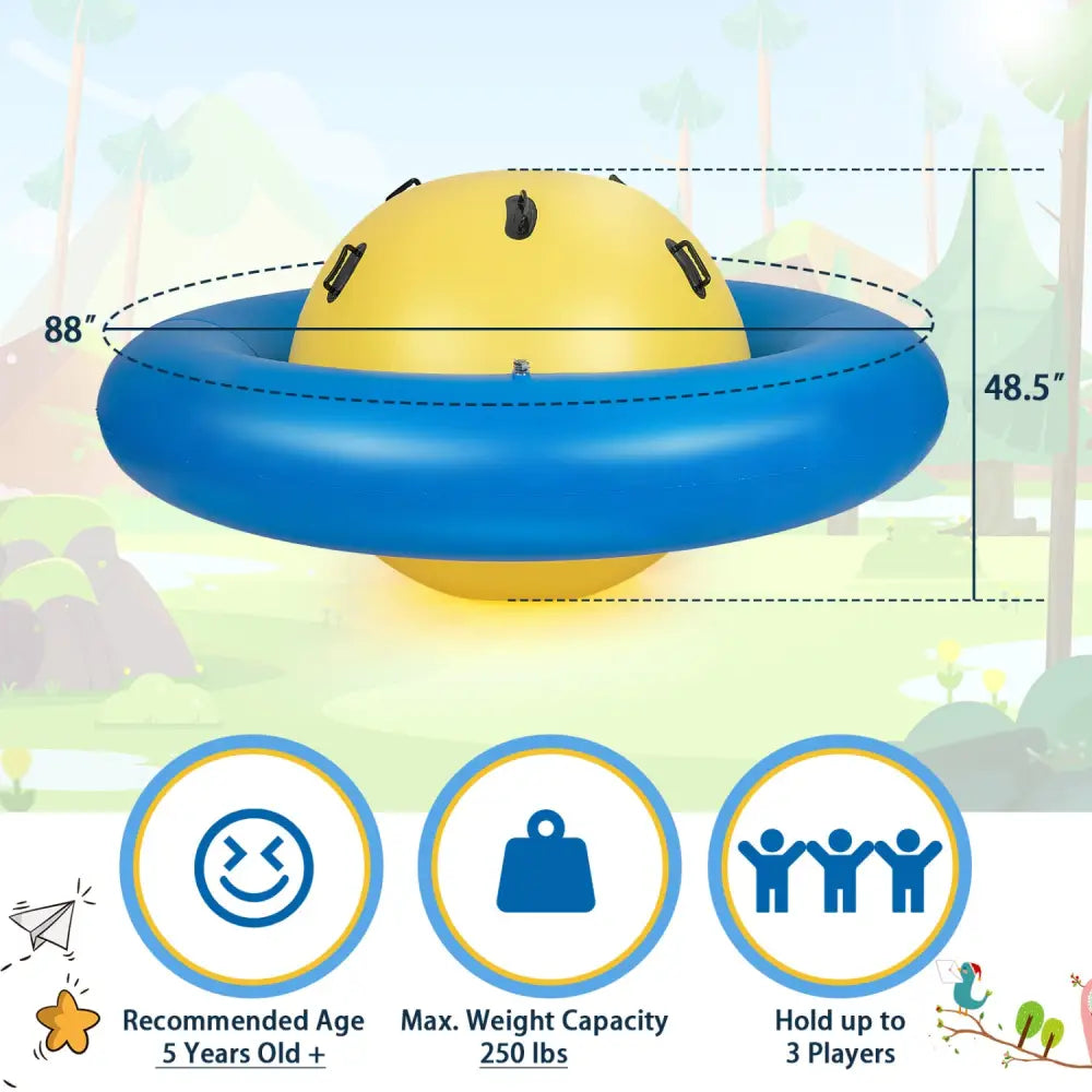 7.5 Foot Giant Inflatable Dome Rocker Bouncer with 6 Built-in Handles for Kids-Blue - Blue - Toy Sports
