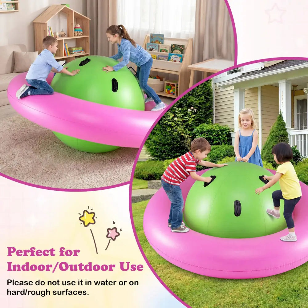 7.5 Foot Giant Inflatable Dome Rocker Bouncer with 6 Built-in Handles for Kids-Pink - Pink - Toy Sports