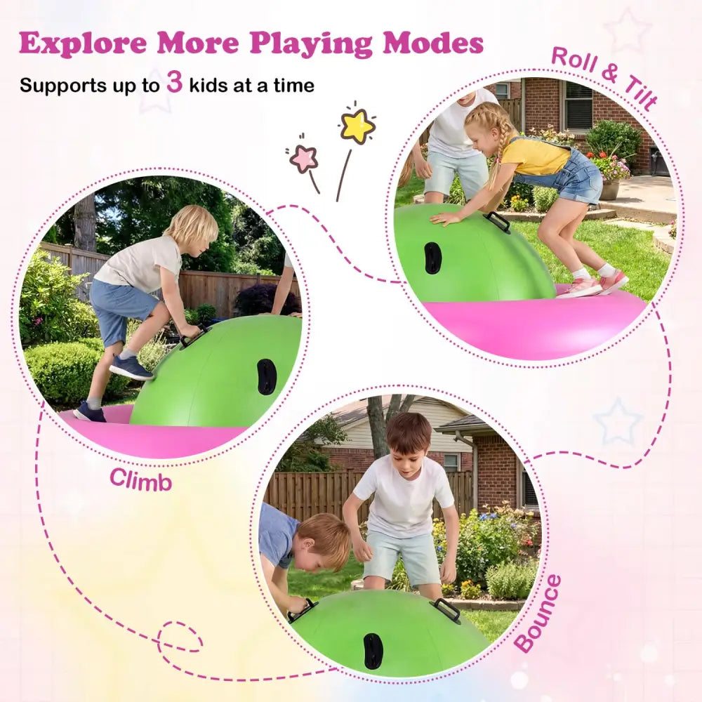 7.5 Foot Giant Inflatable Dome Rocker Bouncer with 6 Built-in Handles for Kids-Pink - Pink - Toy Sports
