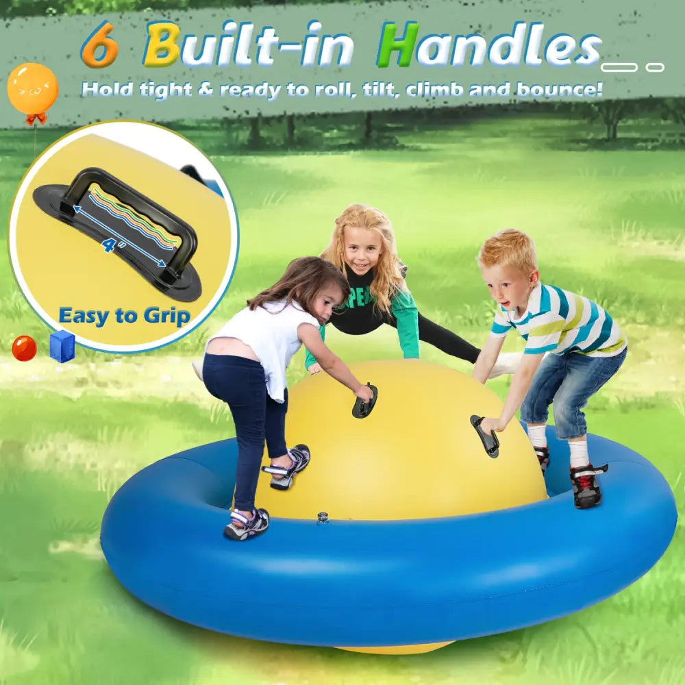 7.5 Foot Giant Inflatable Dome Rocker Bouncer with 6 Built-in Handles for Kids-Blue - Blue - Toy Sports
